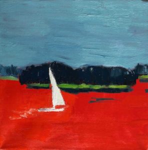 "Lone Sailor, Stonington," Jill Finsen; Oil on Linen; $250