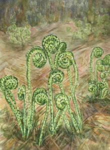 "Ferns, Spring Morning," Watercolor